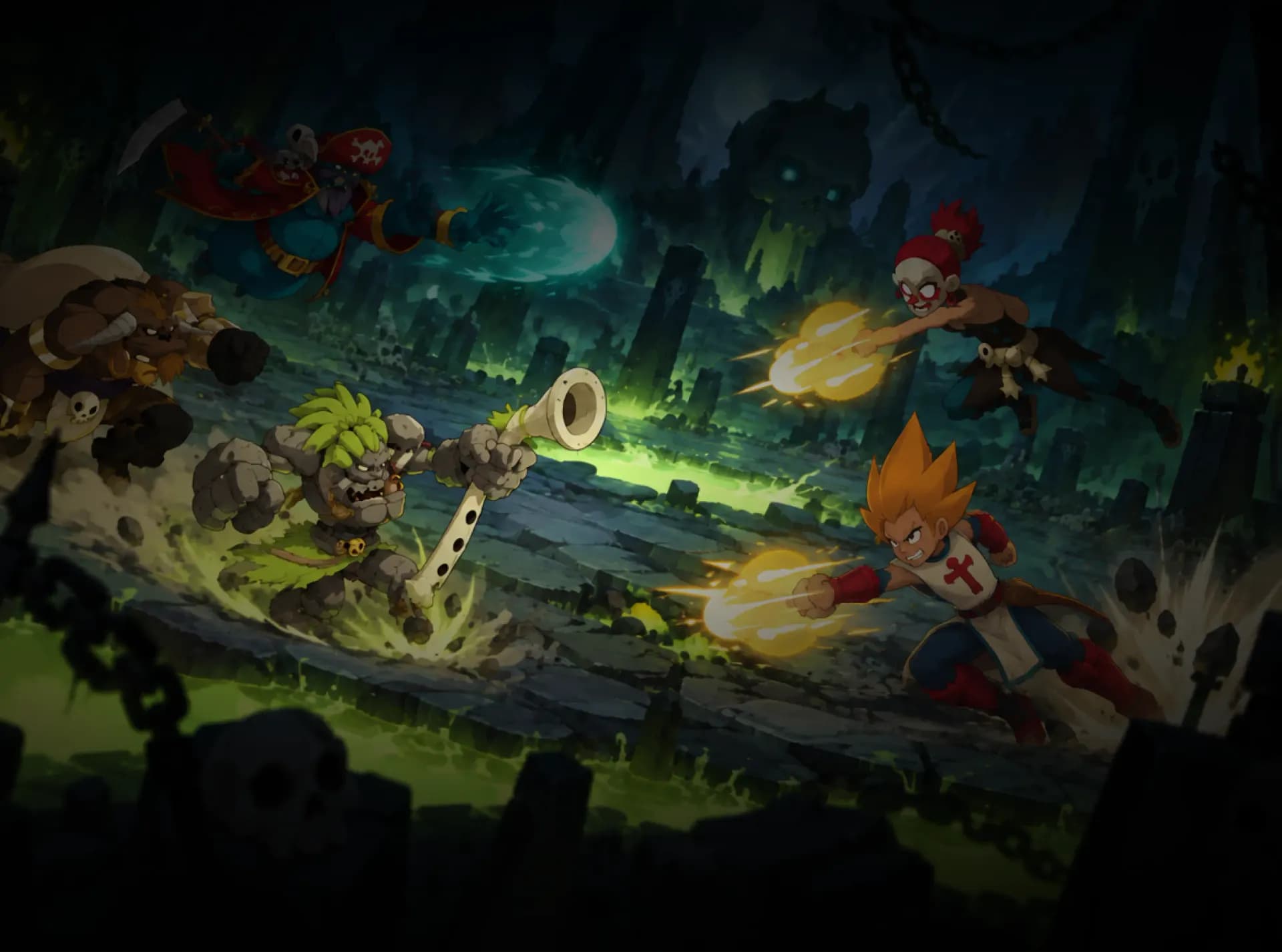Adventurers face the creatures of a dungeon.